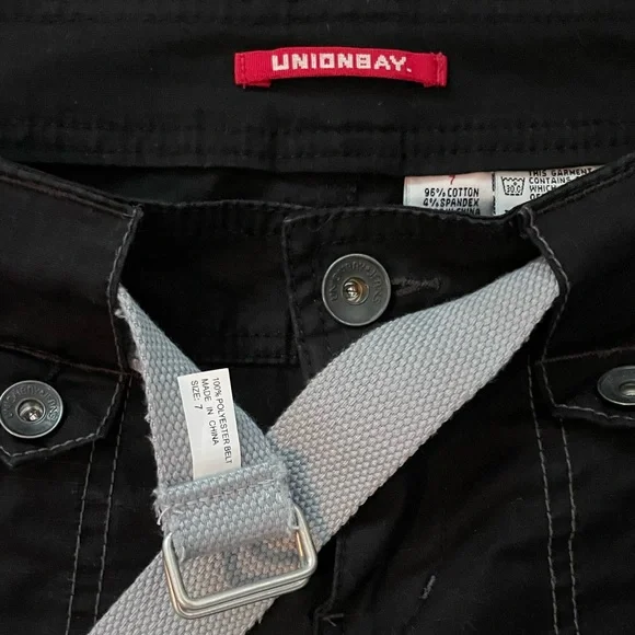 UNIONBAY Black Capris with Adjustable Gray Belt - Picture 4 of 16